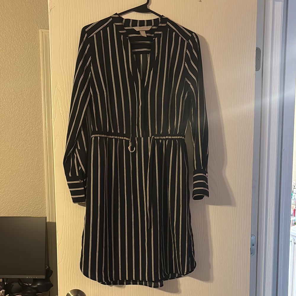 H&M Black and White Striped Dress